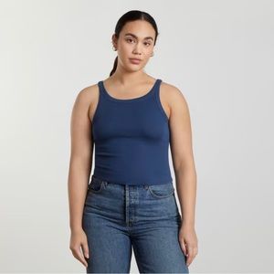 Everlane Pima Micro-Rib Short Tank - Dark Royal